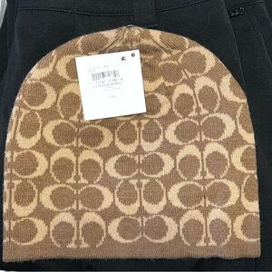 Coach unisex wool blend signature beanie NWT